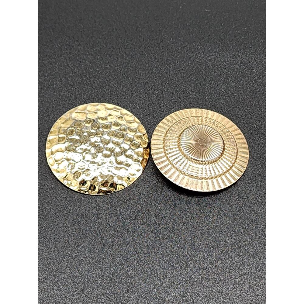 Vintage Set of 2 Gold Tone Scarf Clips, Hammered and Multi Circles Metal